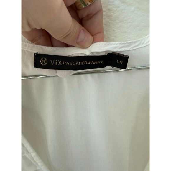 Vix Paula Hermanny Women’s Pleated Swimsuit Coverup in White Size Large - Picture 4 of 7